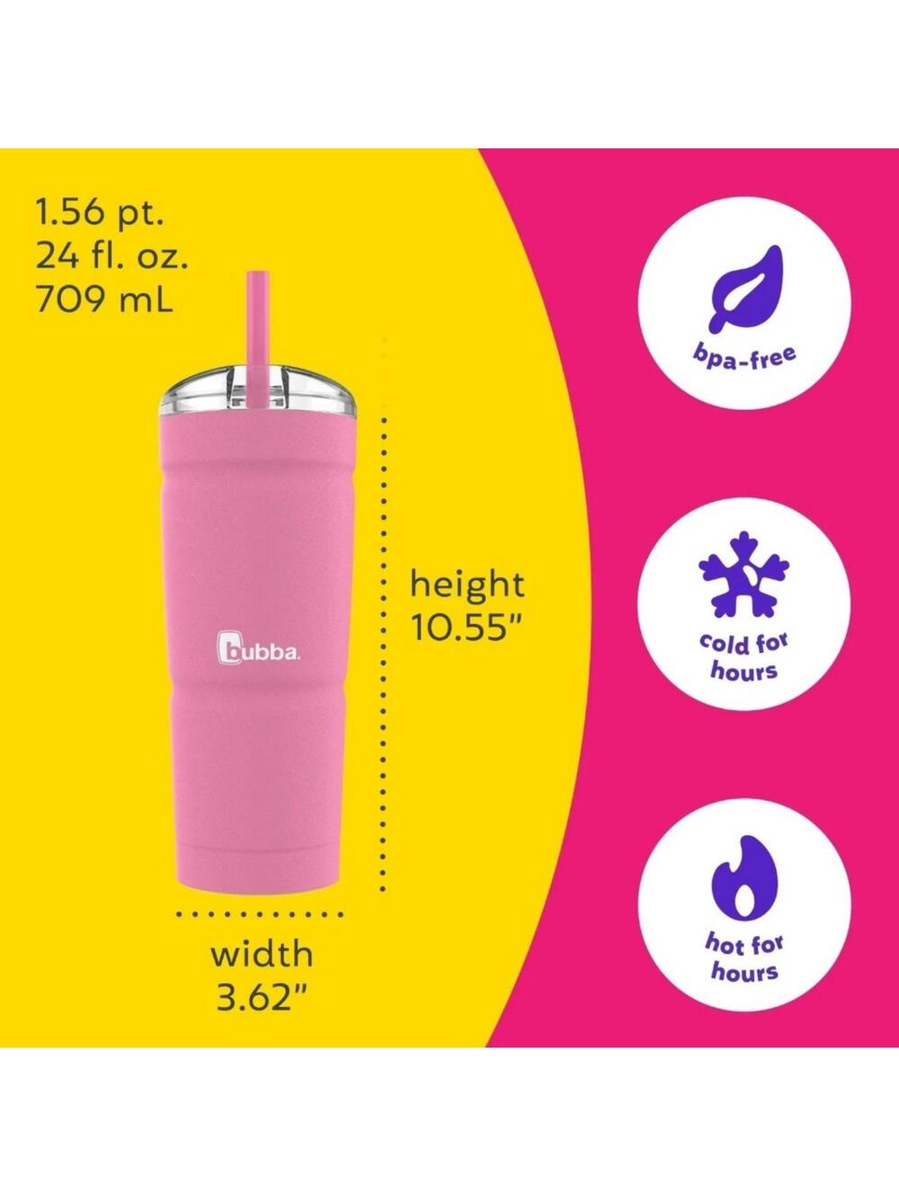 Bubba Envy-S Pink & Lavender 24oz Stainless Steel Tumbler w/ Straw 2 Pack - Picture 3 of 9